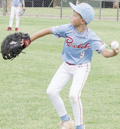 Pauls Valley’s Marshall Harrison aims to throw the ball during the first-round game of the OK Kids Baseball State Tournament Thursday. CDN | Sam Goodwyn
