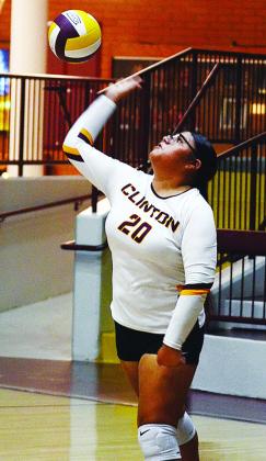 No. 20 Makayla Bird serves the ball to Weatherford during Clinton’s home game against the Lady Eagles’ JV team. CDN |Sam Goodwyn