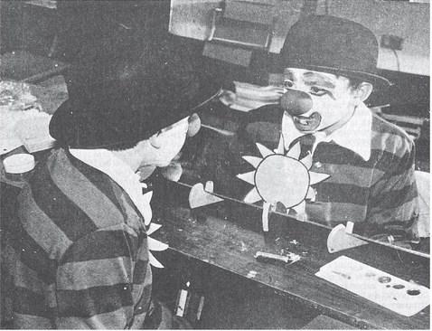 40 YEARS AGO Alone in clown character, Nance School fourth-grader Jason Jacoby studied his reflection in a mirror after getting some pointers in clown makeup from Mike Perkins Jr.