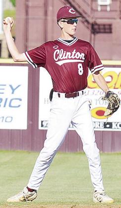 No. 8 Jeter King throws the ball toward first base during Clinton’s game against the Indians. CDN | Sam Goodwyn