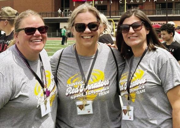 From left, Special Olympics coaches Julie Adkinson, Amanda Campbell, and Sumner Hernandez attend the State Special Olympics event at Oklahoma State. CDN | Courtesy photo