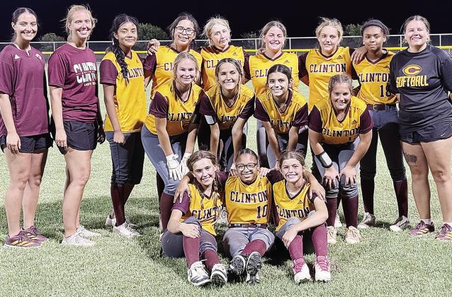 The Clinton Middle School softball team is all smiles after finishing fourth in the Hobart Tournament. The team recorded a record of 4-2 in the event. Pictured in front, from left, are Harmonee Cates, Ale’jia Lacey, and Peyton Barnett; middle row, Sydne