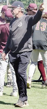 Clinton baseball coach Kelly Gaunt directs his players following practice Tuesday at the high school baseball field. CDN | Sam Goodwyn