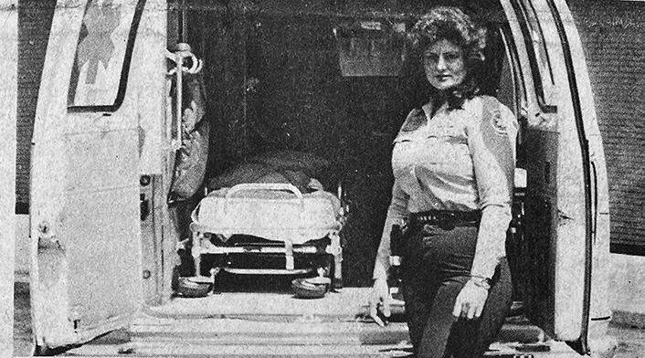 40 YEARS AGO Clinton Ambulance firms were represented at the emergency vehicle and personnel show. Shown are (above) Becky Foraker with the Cheyenne and Arapaho Ambulance Service and (below) Tim Sinor with Sinor Emergency Medical Service.