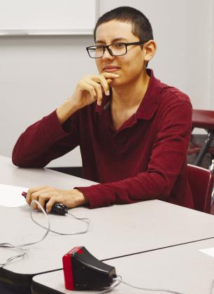 Filipe Acosta-Sandoval ponders a tough question during a Clinton High School Academic team practice. CDN | Micah Ashcraft