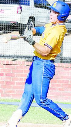 Beckett Southall makes contact with the ball during A-B’s win over Sentinel Monday at home. CDN | Sam Goodwyn