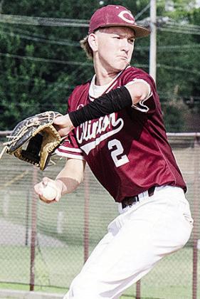 Jeter King stares down the batter as he prepares to pitch during Clinton’s game against Weatherford. CDN | Sam Goodwyn