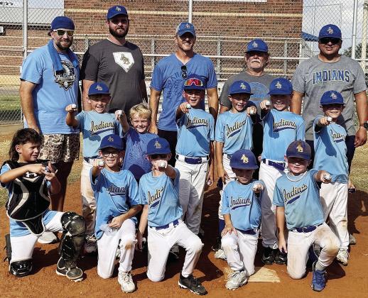 The Arapaho-Butler 8U baseball team shows off its rings after claiming first in the end of the year tournament. Pictured, in front, from left, are Greyson Gomez, Jaxton Gomez, Bentley Sperle, Berrett Cloninger and Creek Dupree; middle, Leighton Rouse, Robert Cornell, Rafael De La Torre, Nash Cornell, Jax Hicks and Knox Rodriguez; back, Coaches Chris Cloninger, Paul Sperle, John Lee Cornell, James Rouse and Luis De La Torre. CDN |Courtesy Photo
