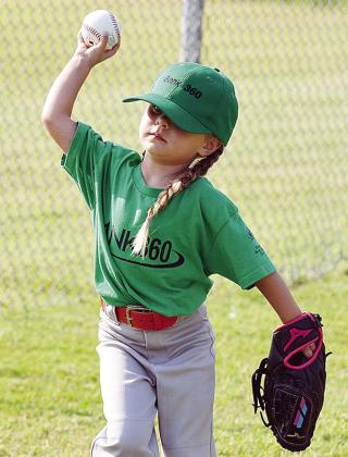 CDN |Sam Goodwyn Merritt Ray throws the ball during one of her Noon Lions Club T-Ball games.