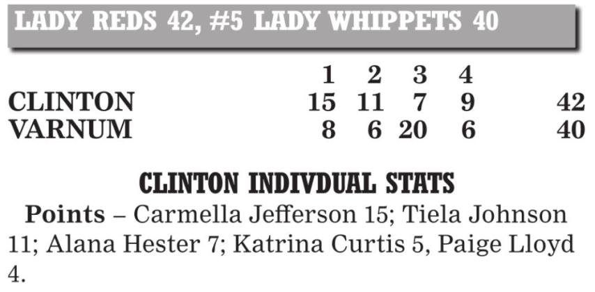 Lady Reds fend off Lady Whippets, 42-40