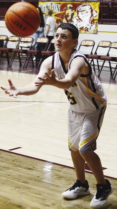 Clinton’s Kyler Haag grabs the rebound during warmups prior to the Whirlwinds’ recent seventh-grade boys’ game against Woodward in the Tornado Dome. CDN | Sam Goodwyn