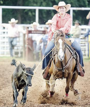 Payton Barnes ropes the calf during the breakaway roping event Saturday. CDN | Sam Goodwyn