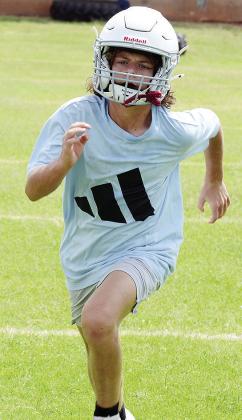 Clinton’s Greer Ray hustles down the field during football practice at the middle school. CDN |Sam Goodwyn