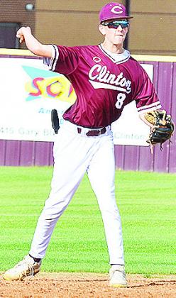 Clinton’s Jeter King throws the ball in during the Reds’ home game Tuesday against Elk City. CDN | Sam Goodwyn