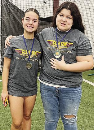 Tatum Shackelford, left, and Winter Lee smile after they competed in the bocce ball tournament recently at the high school. CDN |Courtesy Photo