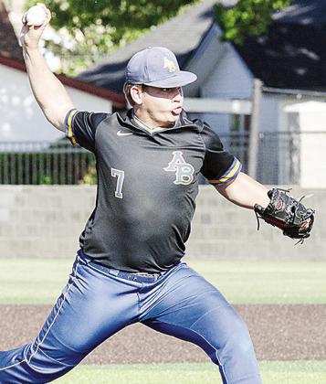 Arapaho-Butler’s Luke Bailey hurls the pitch during the Indians’ quarterfinal loss Thursday to Wright City in Shawnee. CDN | Sam Goodwyn