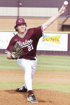 Clinton’s Ayden Crumley pitches Thursday during the first game of the home-opening double header against Leedey. CDN | Sam Goodwyn