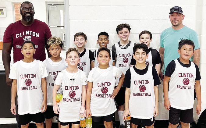 Clinton’s fourth-grade boys’ basketball team finished third in the Sayre Tournament. Pictured, from left, in front are Anthony Bennett, Blayze Horn, Jaelynn Lee, Sebastian Ringo and Jarrod Moss; back, Coach Seth Reed, Mehkai Ford, Diego Lara, Jessiah