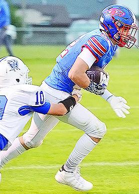 BF-DC’s Ezra Denny shakes off a tackler during the Eagles’ game against Cyril Friday at home. CDN | Sam Goodwyn