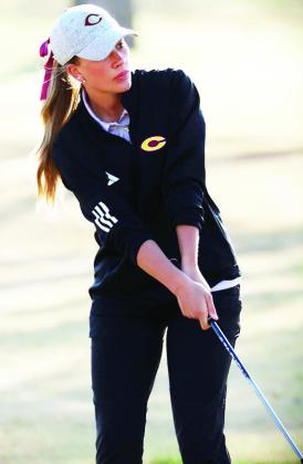 Clinton’s Grace Meacham stares at her putt during a tournament this spring. CDN |Courtesy Photo