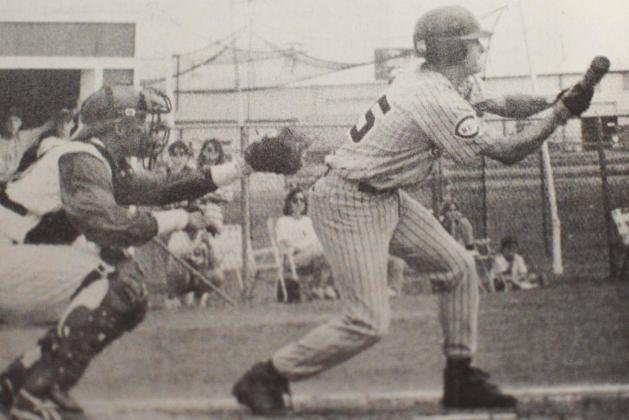 CDN | File Photo Clinton's Colby Flaming sets up for a bunt in a Class 3A State Tournament game against Okmulgee. The Reds would go on to defeat Ada in the state title game, 11-3.