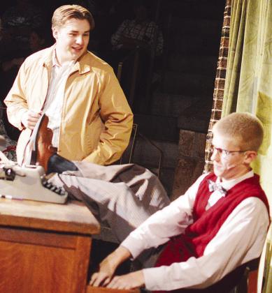 Whitten Eustace, left, and Ryder Adams in the fictional office of the Asheville Southern Journal during the Southwest Playhouse’s