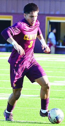 No. 3 Carlos De La Fuente kicks the ball up the field during Clinton’s home win over Elgin Monday. CDN | Sam Goodwyn