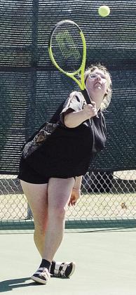 Clinton’s Alexis Vela hits the ball during practice this week at the CHS tennis courts. CDN | Sam Goodwyn