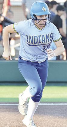 A-B’s No. 13 Lauryn McHenry hustles to first during the Class 3A title game Monday against Caddo. CDN | Sam Goodwyn