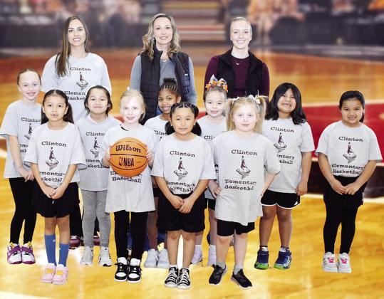 The Clinton Elementary School girls’ gray basketball team lines up for its team photo. Pictured, in front, from left are Josephine Martinez, Julia Berry, Reyna Mata and Tomi Reeves; middle, Vivien Salinas, Aleeah Garza, Naomi Hill, Kinley Martin, Amiyah