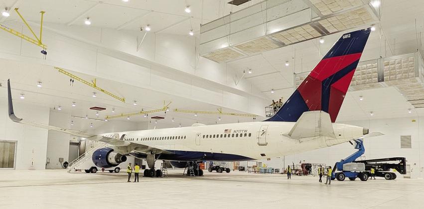 The first Delta Air Lines Boeing 757 to be painted inside of Hangar 234 at Premium Aerospace Center Oklahoma in Burns Flat at the Infinity One Oklahoma Spaceport. CDN | Courtesy photo