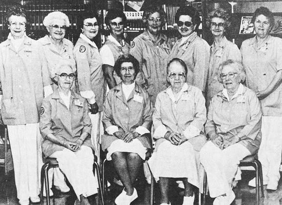 40 YEARS AGO Clinton Regional Hospital volunteers honored for their hours of service were, front, from left, Evelyn Keil, 1,500 hours; Marie Switzer, 500 hours; Orpha Hatcher, 3,000 hours; and Willa Belle Hardin, 500 hours; back, Edna Williams, 3,000 hours; Gus Glasgow, 500 hours; Nora Ann Shephard, 1,000 hours; June Littke, 2,000 hours; Helen Story, 500 hours; Nellie Marie Campbell, 1,000 hours; Hilda Smith, 1,500 hours; and Irene Snider, 1,500 hours.