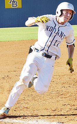 No. 17 Jiles Southall rounds third baseball at home during the district tournament game against the Fargo-Gage-Fort Supply Bearcats. CDN | Sam Goodwyn