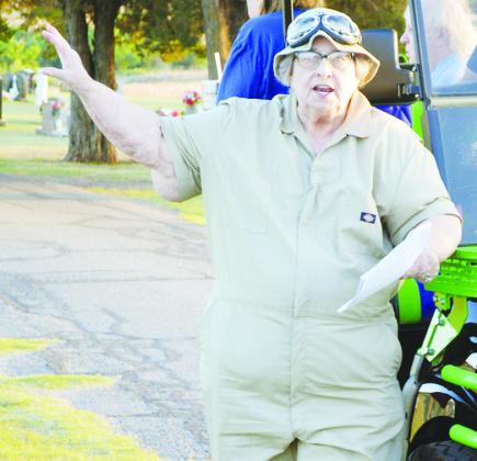 Elizebeth Wilson acts out the story of Dolly Sauter at the 2026 Spring Cemetery Walk at the Clinton Cemetery. CDN | Christian Jacobsen