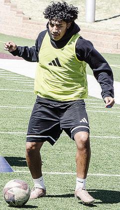 Clinton’s Eli Velez controls the ball in a drill during practice in the Tornado Bowl. CDN | Sam Goodwyn