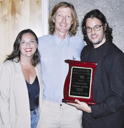 The Community Impact Award was given to West OK Co-Op representatives, from left, Meridith Smith, Jason Smith and Andrew Stone. CDN | Staff Photo