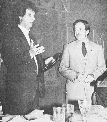 40 YEARS AGO Outgoing Clinton area family YMCA board members Dennis Severson, left photo, and Randy Jacoby, right photo, were honored with the presentation of plaques at the Y’s annual banquet. Presenting the awards –– and also receiving one himself