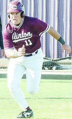 No. 11 Eli Anderson sprints home for a run during Clinton’s home game Tuesday against the Weatherford Eagles. CDN | Sam Goodwyn