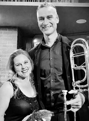 Vocalist Heather Appel, left, and principal trombone for the San Antonio Philharmonic Steve Peterson are set to perform at Friday’s Levitt AMP Clinton Music Series concert at the R.A “Dick” Lloyd Amphitheatre in McLain Rogers Park. CDN | Courtesy ph