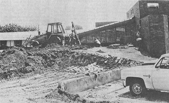 40 YEARS AGO Extensive dirt work was in progress at the Methodist Home in west Clinton which will see three additions to add bed space, an enclosed garden and other additions to the structure. This area in front of the nursing home was used for expanded p