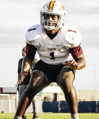 Clinton’s Zaedon Collins is all focus during a practice leading up to the Blue-Grey Bowl Game in Dallas, Texas. CDN | Courtesy photo