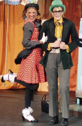 Jaylen Byrd, left, as Ladybug, and Emily DeVaughan as Grasshopper, in the production of “James and the Giant Peach Jr.” at the Southwest Playhouse. CDN | Christian Jacobsen