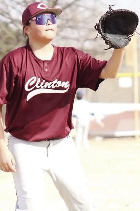 Demars Ellis holds his glove up as he prepares to catch the ball during a Clinton Middle School baseball game this year. CDN |Courtesy Photo