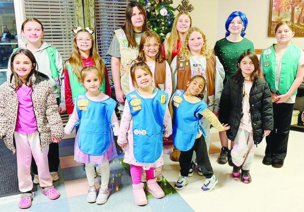 Girl Scouts, front left, Jordan Patton, Natlyn Peterson, Addison Humphreys, Trinity Maher; middle, Kennedy Humphreys, Lily Martinez, Journey Patton; back, Paislee Hawthorne, Serenity Musick, Emorie Hines, Aryanna Bland, Aerith Benavidez, and Preslie Hines