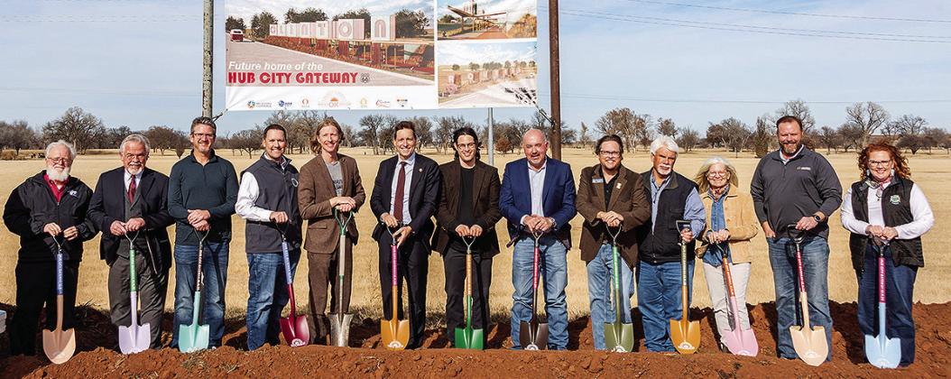 Pictured from left are Clinton City Manager Robert Johnston, Clinton Mayor David Berrong, West Oklahoma Co-Op executive committee member Luke Adams, State Rep. Anthony Moore, West Oklahoma Co-Op President Jason Smith, Lt. Gov. Matt Pinnell, designer and a