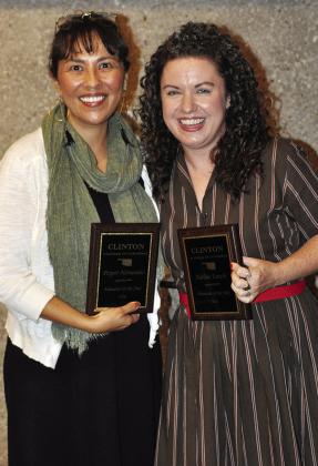 Clinton Chamber of Commerce Volunteers of the Year, Pepper Hernandez and Adeline Enochs