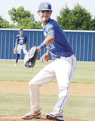 Kaden Waldrop pitches during A-B’s home game against Elk City. CDN | Sam Goodwyn
