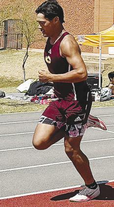 Clinton’s Carrol Hoffman hustles around the track during the Red Tornadoes’ Kay Crenshaw Invitational meet. CDN | Courtesy photo
