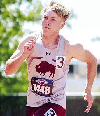 Former Clinton track and field athlete Parker Adams runs during a meet for West Texas A&amp;M this season. CDN | Courtesy photo