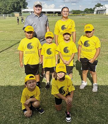 The River Valley Nursing Home T-Ball team smiles for a picture following a Noon Lions T-Ball game at Schumacher Fields at Acme Brick Park. Pictured in front, from left, are Sully Acosta and Audi Gutierrez; middle, Izaiah Rios, Sevy Acosta, Carlos Martinez